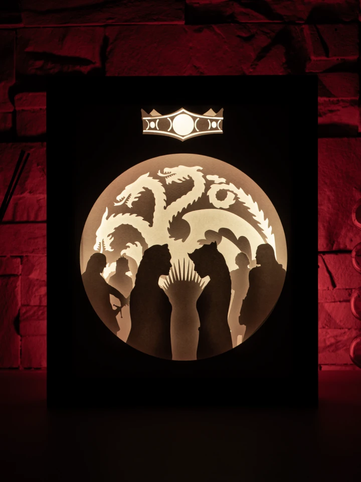 Houe of the Dragon DIY Layered 3D Lightbox Papercut Template | Digital Lightbox Art for Home Decor, Shadow Box SVG PDF