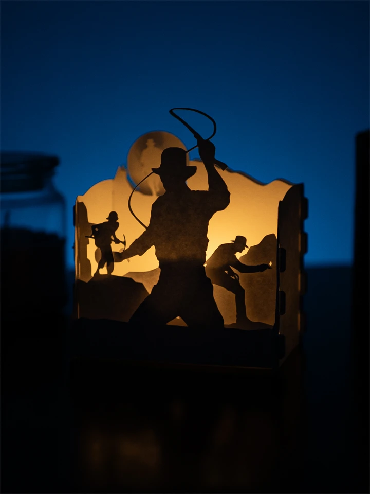 Indiana Jones DIY Layered 3D Lantern Papercut Template | Digital Lightbox Art for Home Decor, Shadow Box SVG PDF