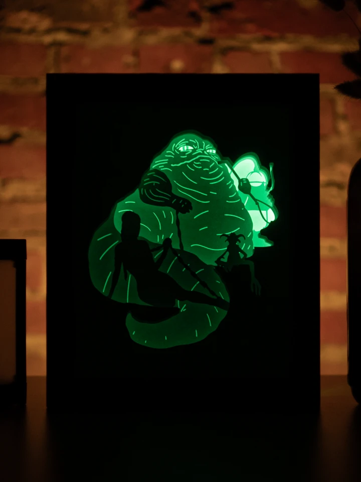 Star Wars Jabba the Hutt DIY Layered 3D Lightbox Papercut Template | Digital Lightbox Art for Home Decor, Shadow Box SVG PDF