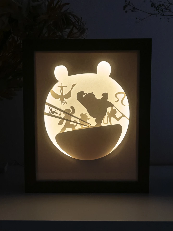 Kung Fu Panda DIY Layered 3D Lightbox Papercut Template | Digital Lightbox Art for Home Decor, Shadow Box SVG PDF