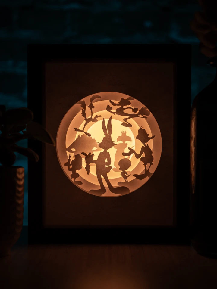 Looney Tunes DIY Layered 3D Lightbox Papercut Template | Digital Lightbox Art for Home Decor, Shadow Box SVG PDF
