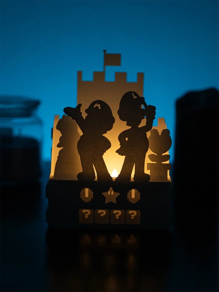 Mario Bros DIY Layered 3D Lantern Papercut Template | Digital Lightbox Art for Home Decor, Shadow Box SVG PDF