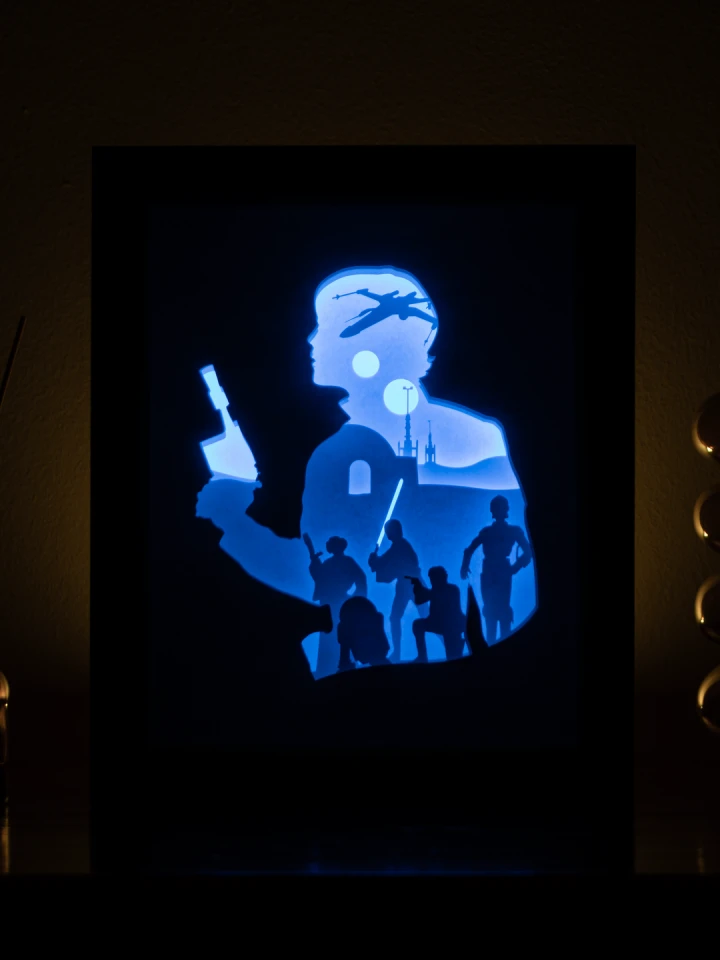 Star Wars Luke Skywalker DIY Layered 3D Lightbox Papercut Template | Digital Lightbox Art for Home Decor, Shadow Box SVG PDF