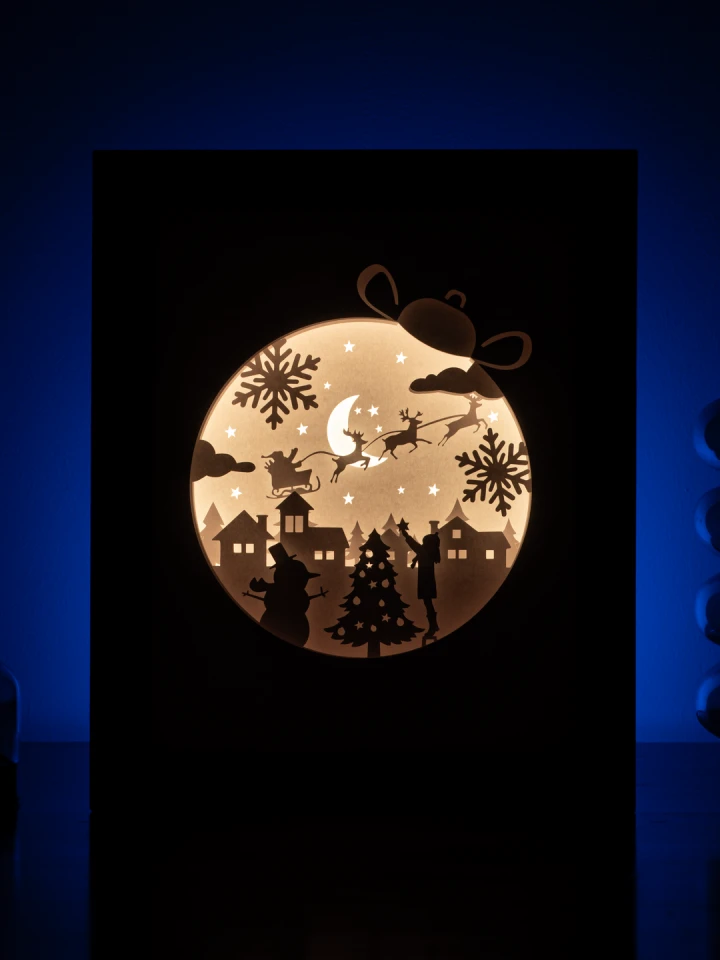 Merry Christmas DIY Layered 3D Lightbox Papercut Template | Digital Lightbox Art for Home Decor, Shadow Box SVG PDF