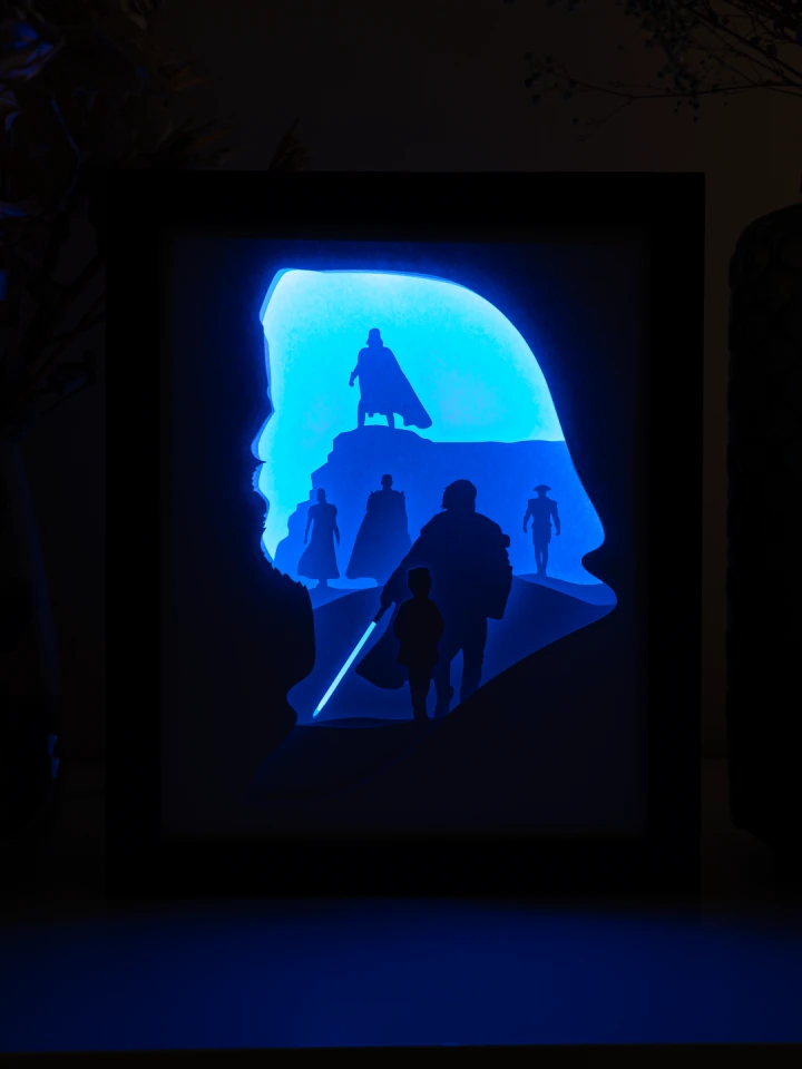 Star Wars Obi-Wan Kenobi DIY Layered 3D Lightbox Papercut Template | Digital Lightbox Art for Home Decor, Shadow Box SVG PDF