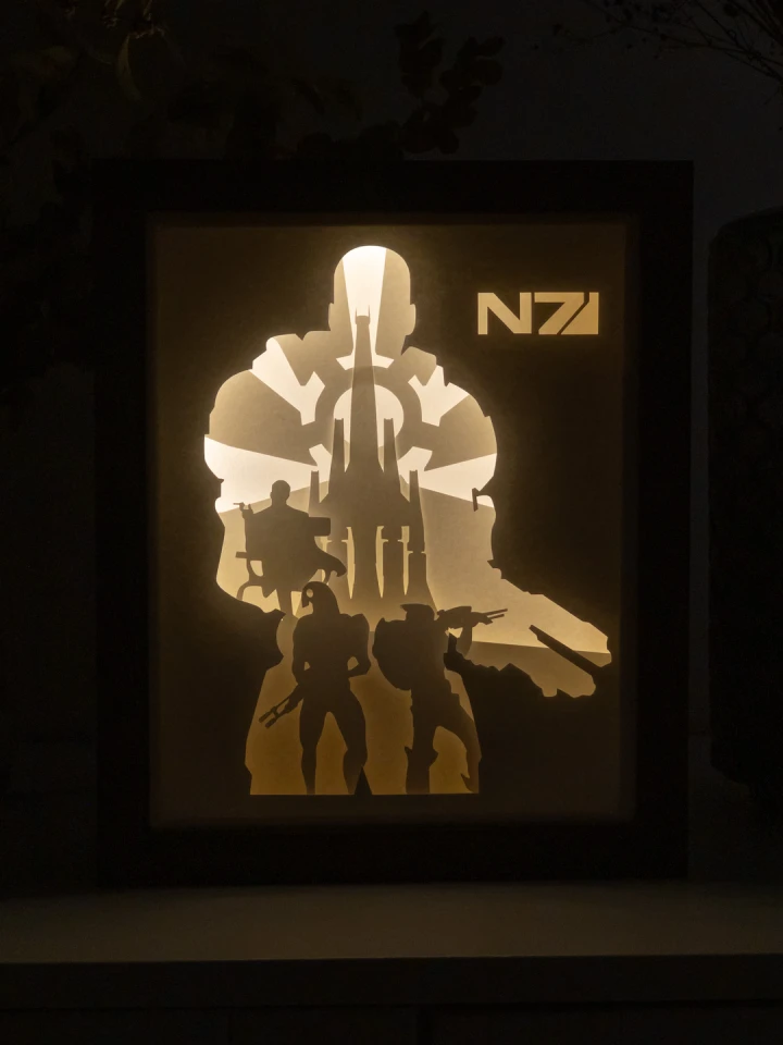 Mass Effect DIY Layered 3D Lightbox Papercut Template | Digital Lightbox Art for Home Decor, Shadow Box SVG PDF