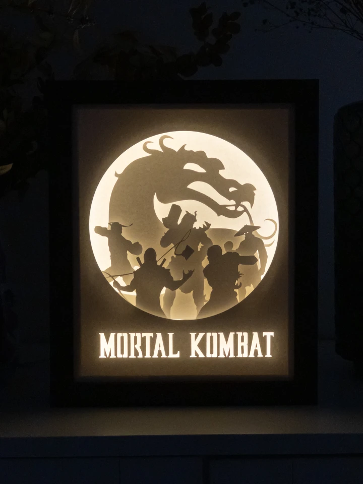 Mortal Kombat DIY Layered 3D Lightbox Papercut Template | Digital Lightbox Art for Home Decor, Shadow Box SVG PDF DXF