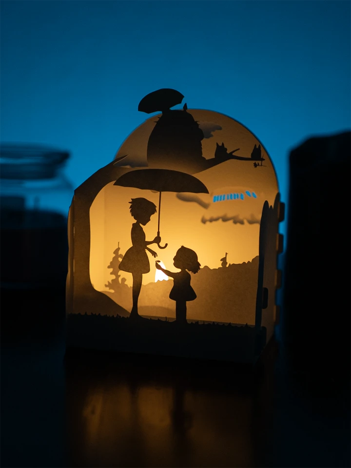 My Neighbor Totoro DIY Layered 3D Lantern Papercut Template | Digital Lightbox Art for Home Decor, Shadow Box SVG PDF