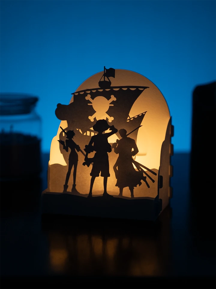 One Piece DIY Layered 3D Lantern Papercut Template | Digital Lightbox Art for Home Decor, Shadow Box SVG PDF