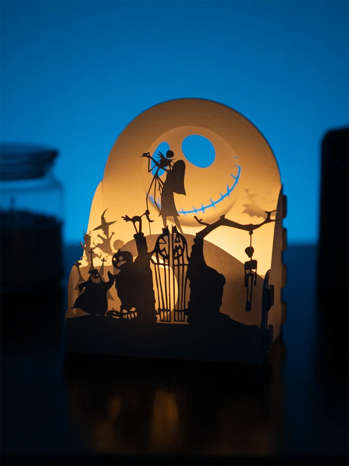 Nightmare Before the Christmas DIY Layered 3D Lantern Papercut Template | Digital Lightbox Art for Home Decor, Shadow Box SVG PDF