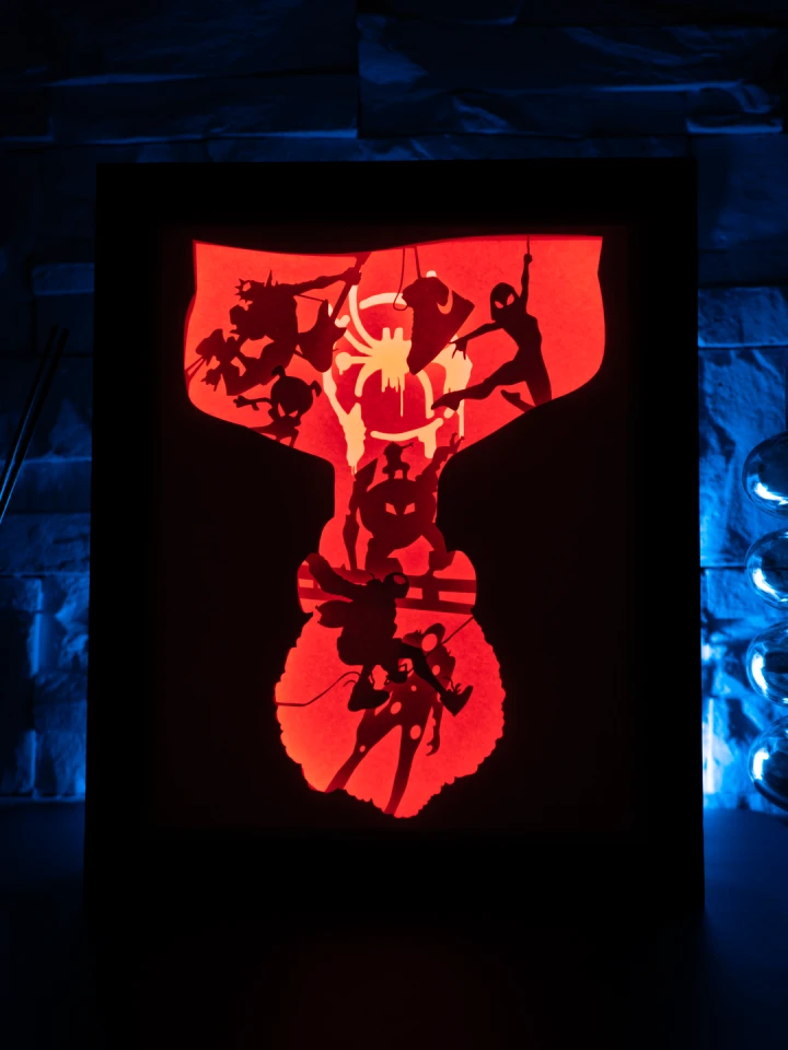 Marvel Spider-Verse DIY Layered 3D Lightbox Papercut Template | Digital Lightbox Art for Home Decor, Shadow Box SVG PDF