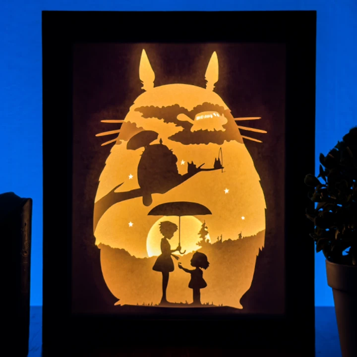 My Neighbor Totoro DIY Layered 3D Lightbox Papercut Template | Digital Lightbox Art for Home Decor, Shadow Box SVG PDF