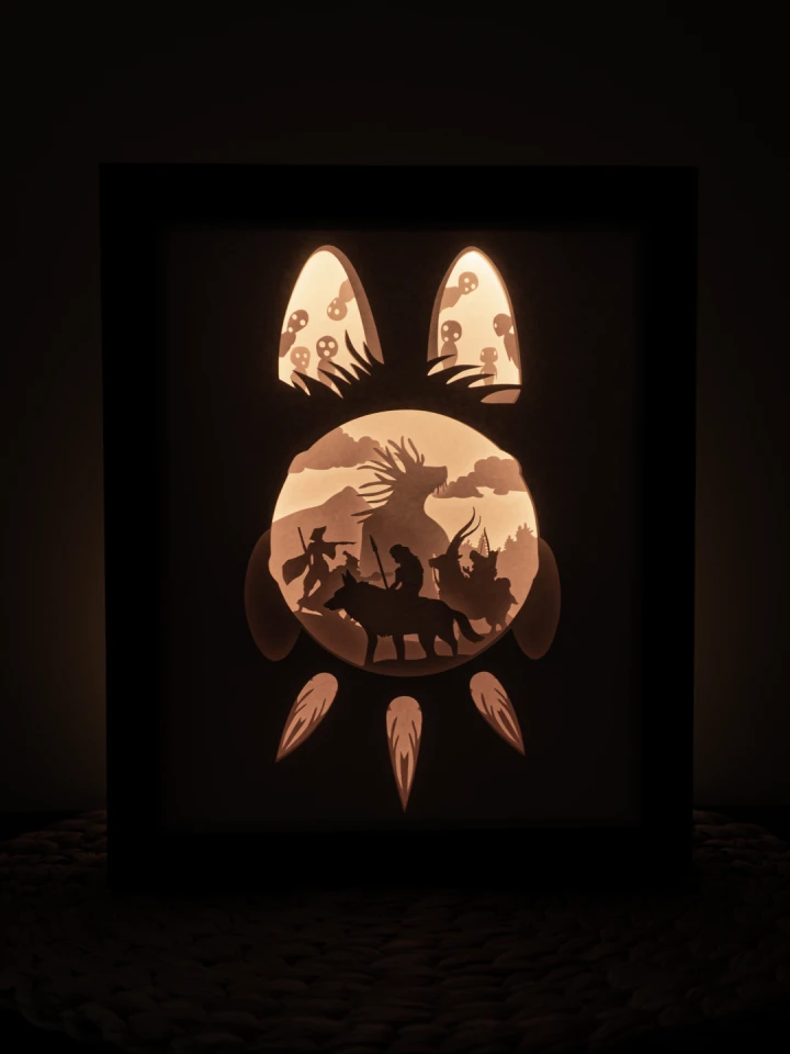 Princess Mononoke DIY Layered 3D Lightbox Papercut Template | Digital Lightbox Art for Home Decor, Shadow Box SVG PDF