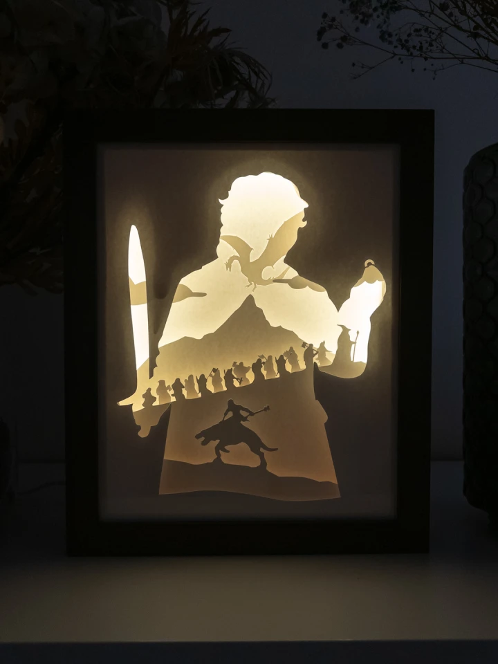 The Hobbit DIY Layered 3D Lightbox Papercut Template | Digital Lightbox Art for Home Decor, Shadow Box SVG PDF