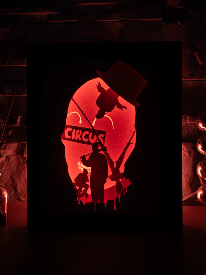 Terrifier DIY Layered 3D Lightbox Papercut Template | Digital Lightbox Art for Home Decor, Shadow Box SVG PDF