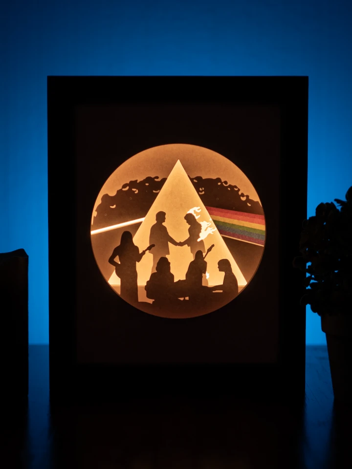 Pink Floyd DIY Layered 3D Lightbox Papercut Template | Digital Lightbox Art for Home Decor, Shadow Box SVG PDF