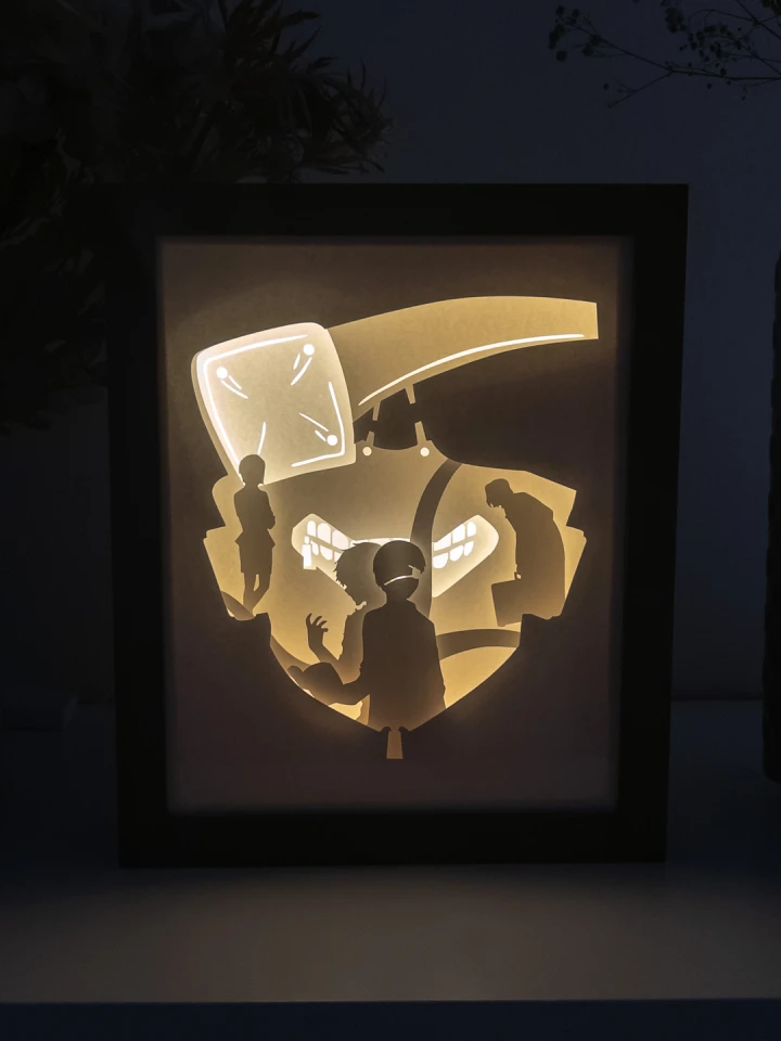 Tokyo Ghoul DIY Layered 3D Lightbox Papercut Template | Digital Lightbox Art for Home Decor, Shadow Box SVG PDF