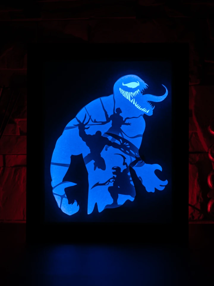 Marvel Venom DIY Layered 3D Lightbox Papercut Template | Digital Lightbox Art for Home Decor, Shadow Box SVG PDF