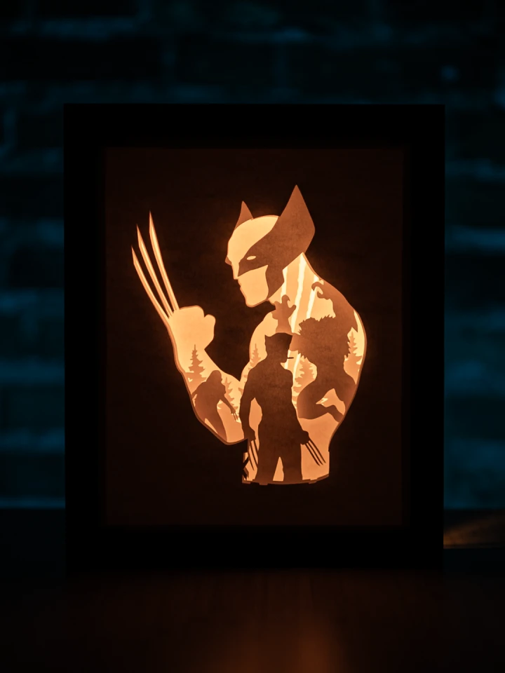 X-Men Wolverine DIY Layered 3D Lightbox Papercut Template | Digital Lightbox Art for Home Decor, Shadow Box SVG PDF
