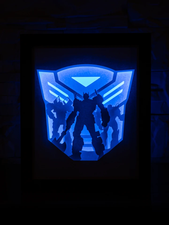 Transformer Autobots DIY Layered 3D Lightbox Papercut Template | Digital Lightbox Art for Home Decor, Shadow Box SVG PDF