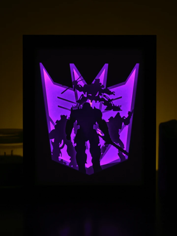 Transformer Decepticons DIY Layered 3D Lightbox Papercut Template | Digital Lightbox Art for Home Decor, Shadow Box SVG PDF