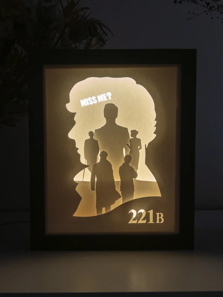 Sherlock DIY Layered 3D Lightbox Papercut Template | Digital Lightbox Art for Home Decor, Shadow Box SVG PDF