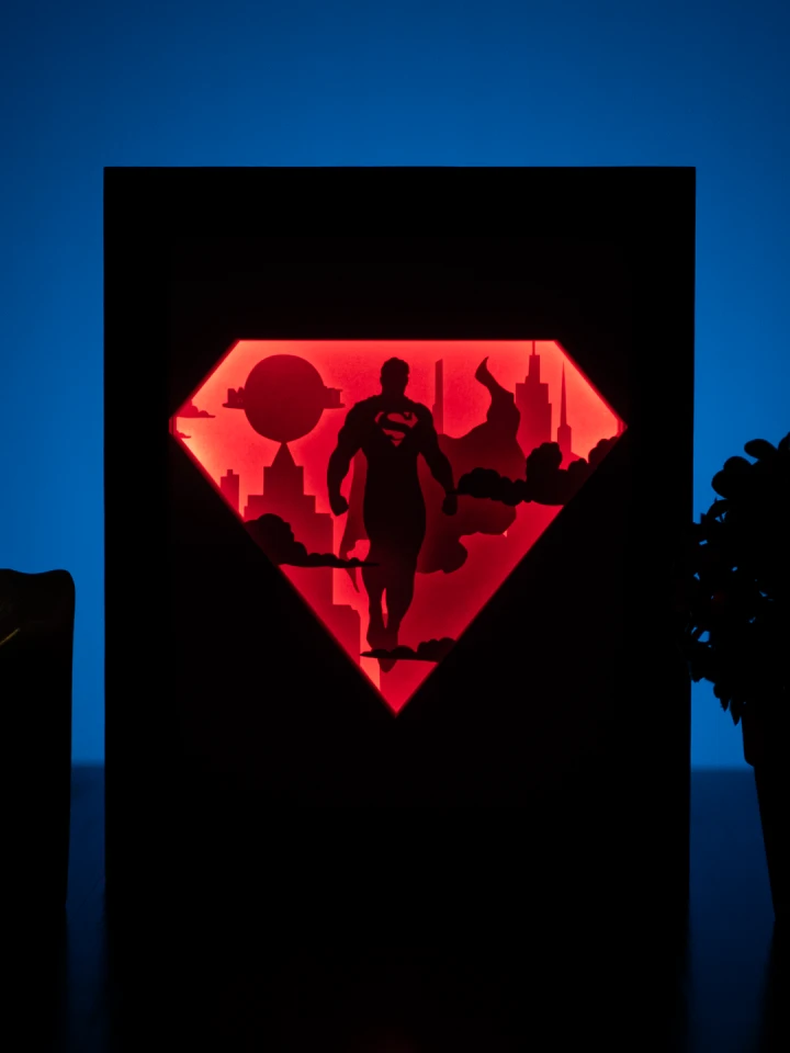DC Comics Superman Dead DIY Layered 3D Lightbox Papercut Template | Digital Lightbox Art for Home Decor, Shadow Box SVG PDF