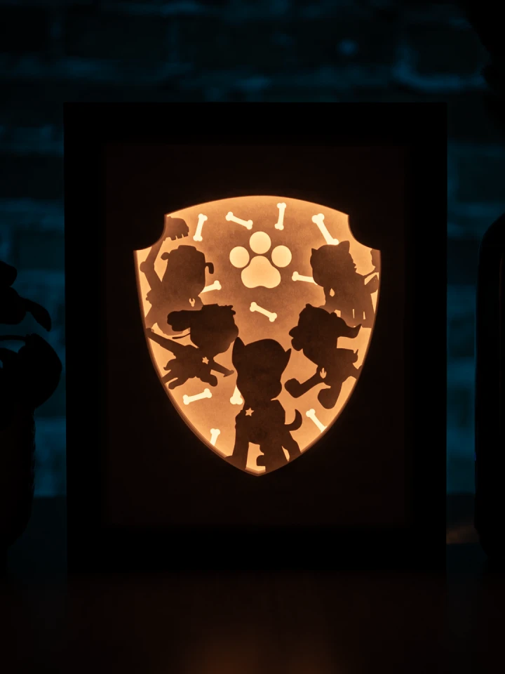 Paw Patrol DIY Layered 3D Lightbox Papercut Template | Digital Lightbox Art for Home Decor, Shadow Box SVG PDF