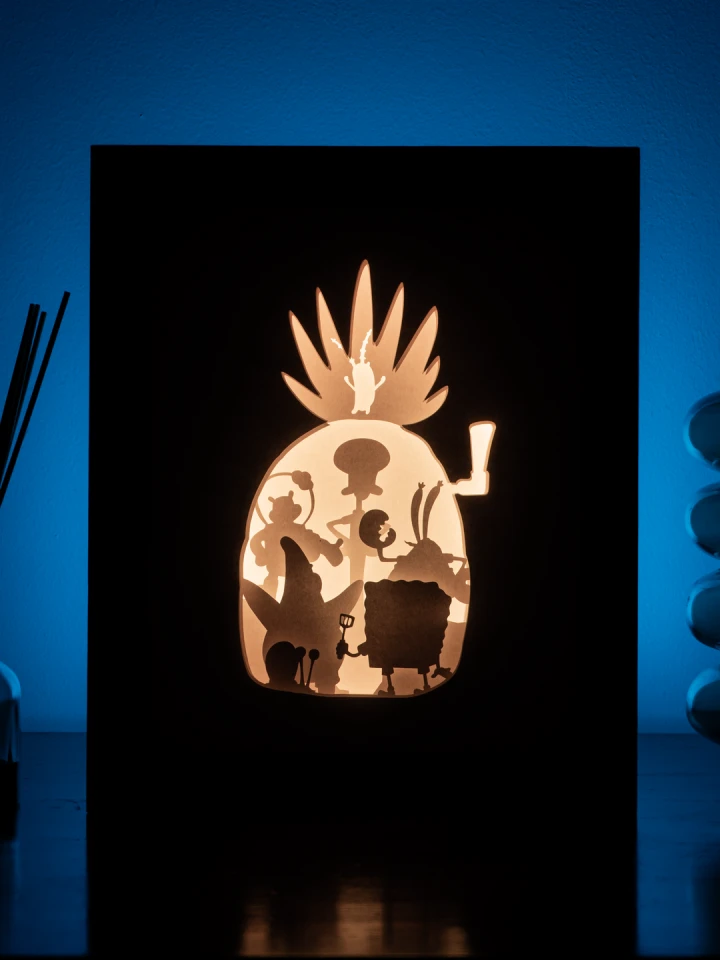 SpongeBob DIY Layered 3D Lightbox Papercut Template | Digital Lightbox Art for Home Decor, Shadow Box SVG PDF