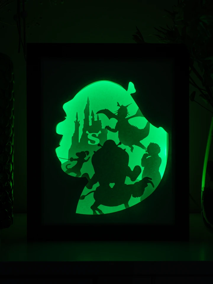 Shrek DIY Layered 3D Lightbox Papercut Template | Digital Lightbox Art for Home Decor, Shadow Box SVG PDF