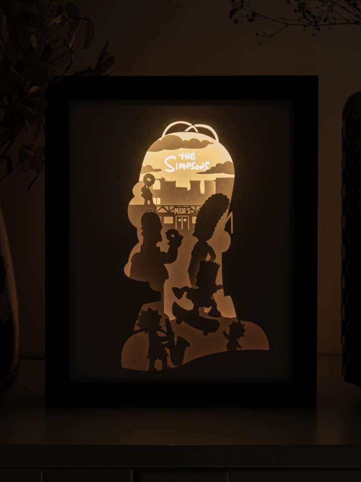 The Simpsons DIY Layered 3D Lightbox Papercut Template | Digital Lightbox Art for Home Decor, Shadow Box SVG PDF