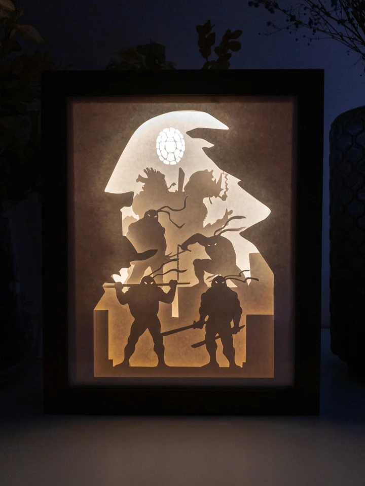 Teenage Mutant Ninja Turtles DIY Layered 3D Lightbox Papercut Template | Digital Lightbox Art for Home Decor, Shadow Box SVG PDF