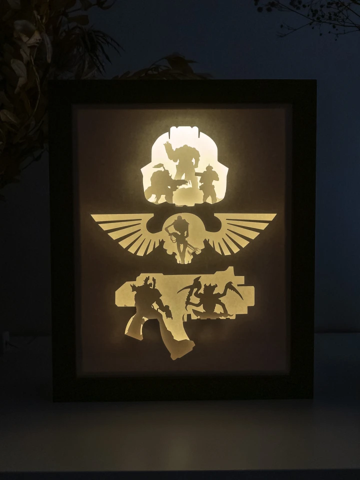 Warhammer 40K DIY Layered 3D Lightbox Papercut Template | Digital Lightbox Art for Home Decor, Shadow Box SVG PDF DXF