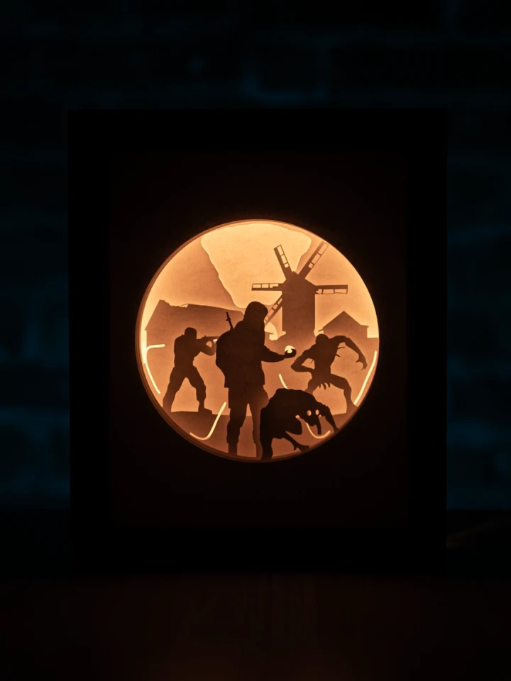 Stalker 2 DIY Layered 3D Lightbox Papercut Template | Digital Lightbox Art for Home Decor, Shadow Box SVG PDF DXF