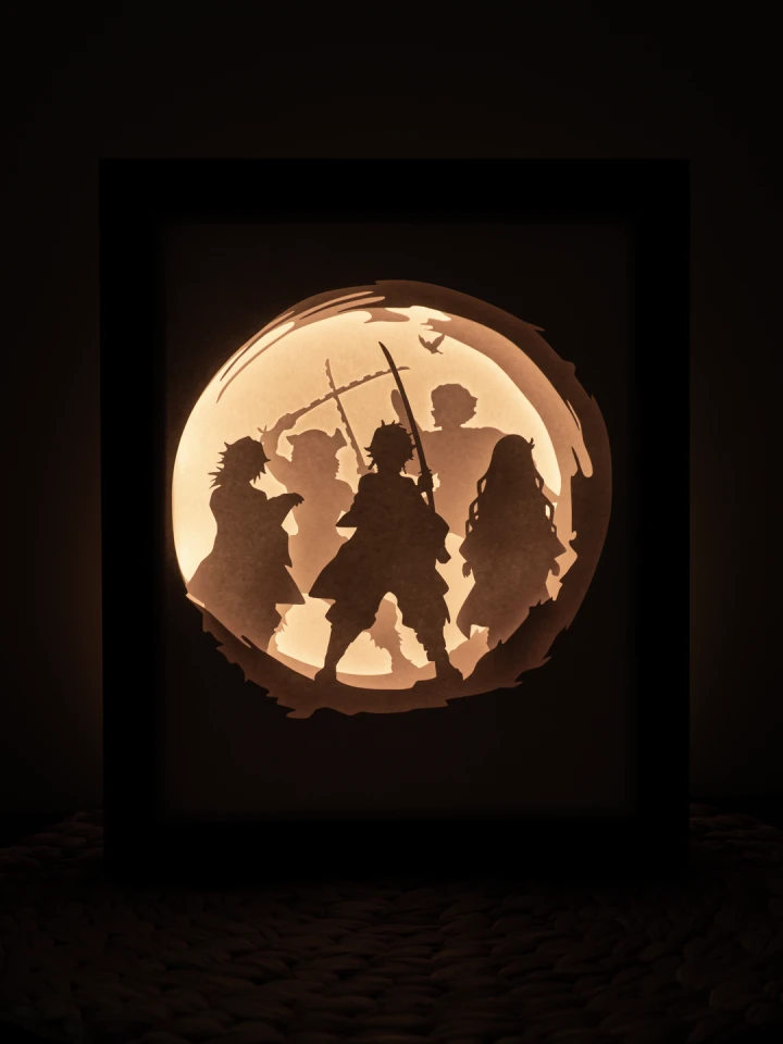 Demon Slayer DIY Layered 3D Lightbox Papercut Template | Digital Lightbox Art for Home Decor, Shadow Box SVG PDF