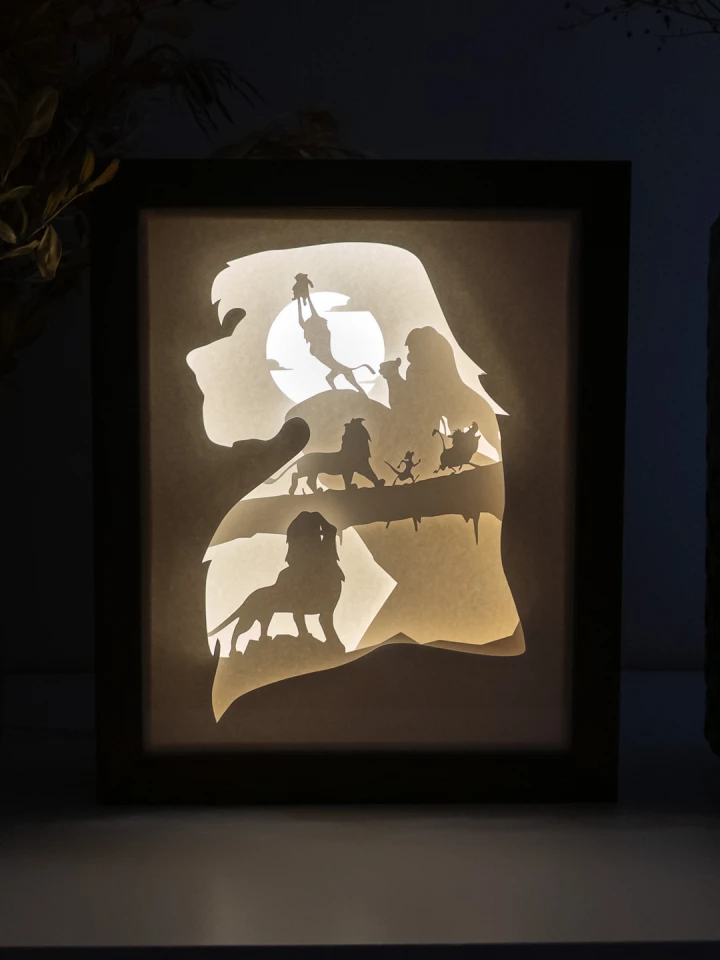 Lion King DIY Layered 3D Lightbox Papercut Template | Digital Lightbox Art for Home Decor, Shadow Box SVG PDF
