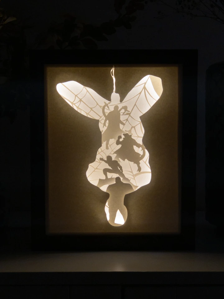 Marvel Spider-Man DIY Layered 3D Lightbox Papercut Template | Digital Lightbox Art for Home Decor, Shadow Box SVG PDF