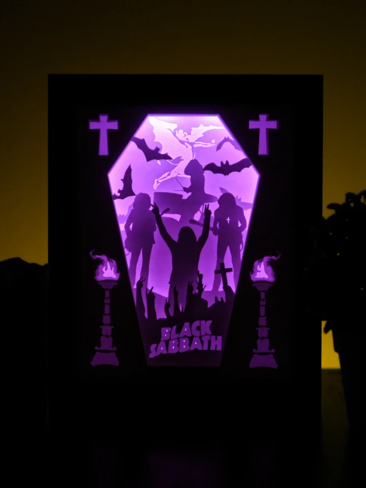 Black Sabbath DIY Layered 3D Lightbox Papercut Template | Digital Lightbox Art for Home Decor, Shadow Box SVG PDF