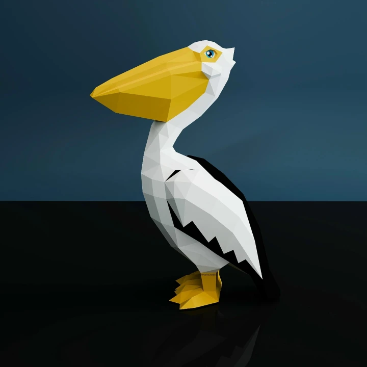 Pelican Papercraft Template - Low Poly, Pepakura PDF, DIY Handmade, Home Decoration, Creative Gifts