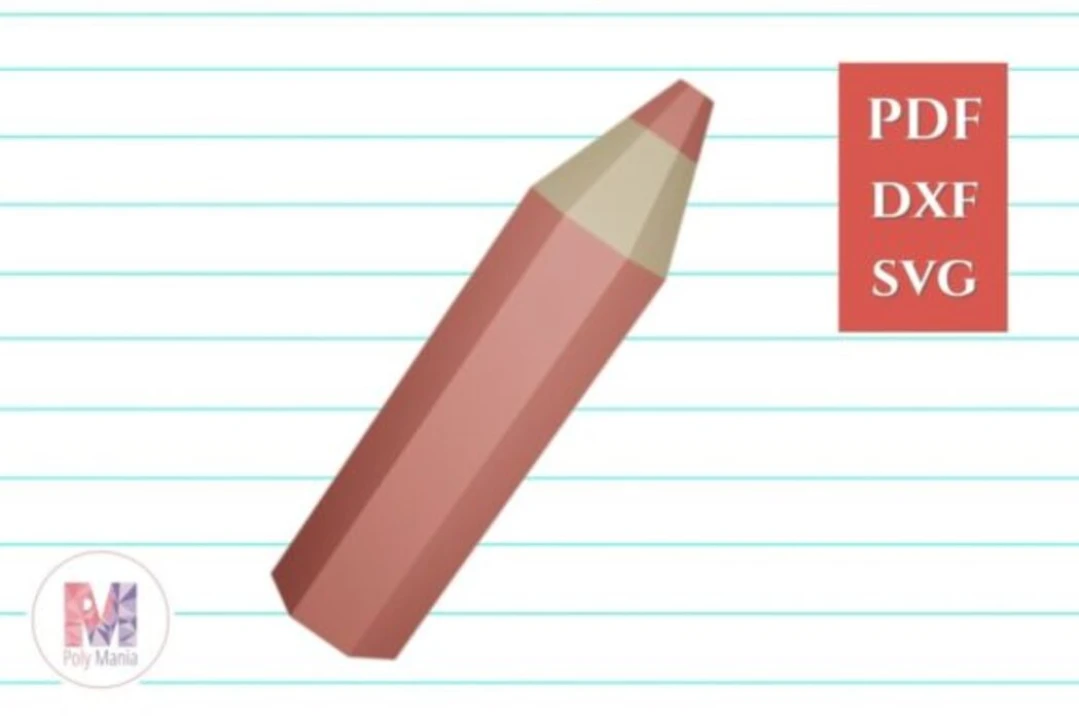 Pencil Papercraft Template: 3D Low Poly Model (PDF, SVG, DXF)