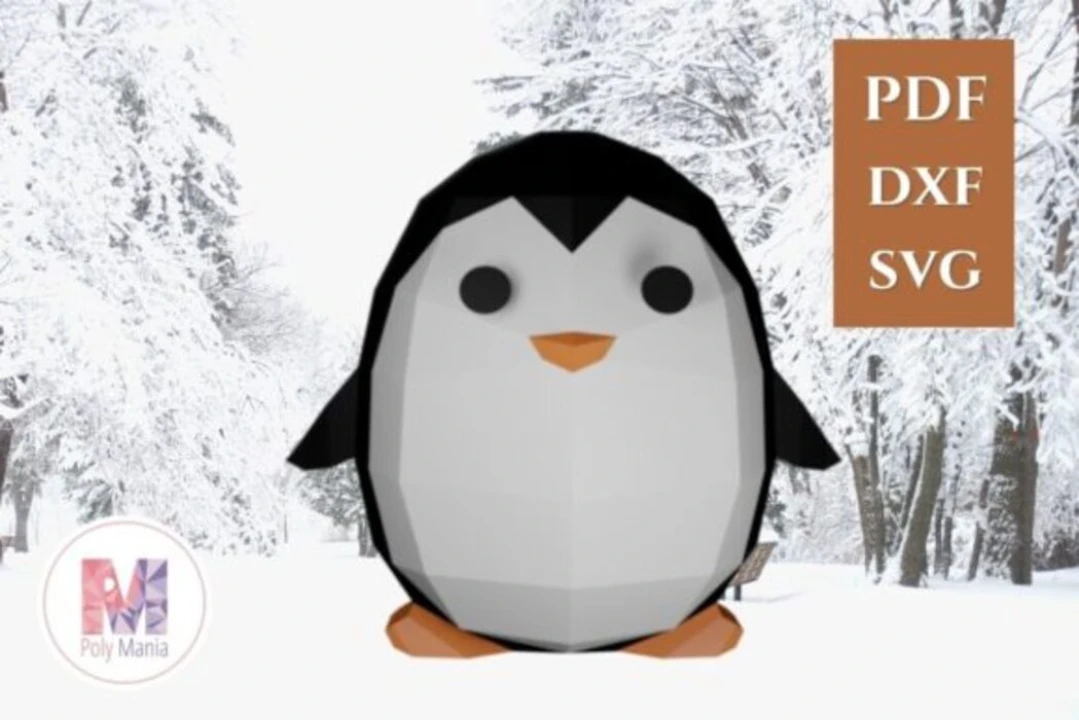 Low Poly Penguin Papercraft Template: DIY Winter Decor (Digital Download)