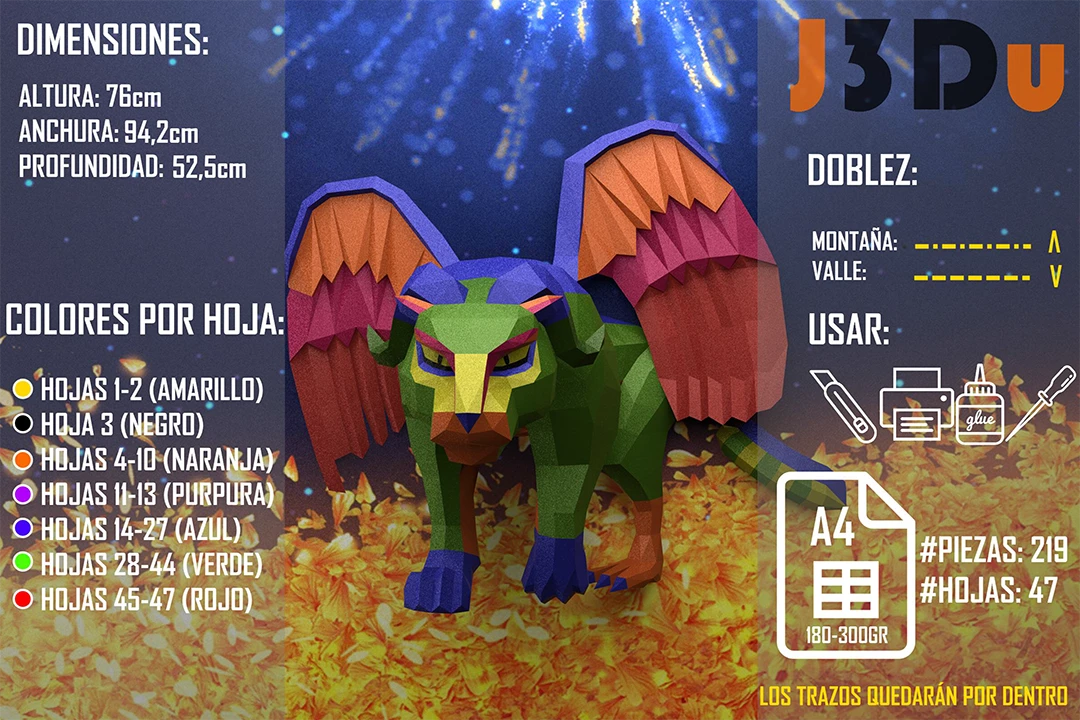 Pepita Coco Papercraft PDF Template For office, Room, Decor, DIY gift for friends, family, Low poly Paper, Paper Craft 3D kit by J3Du