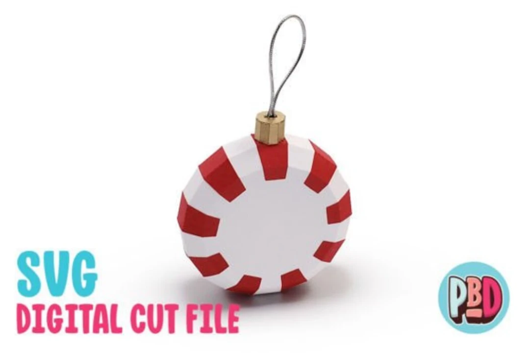 Peppermint Ornament 3D Papercraft SVG