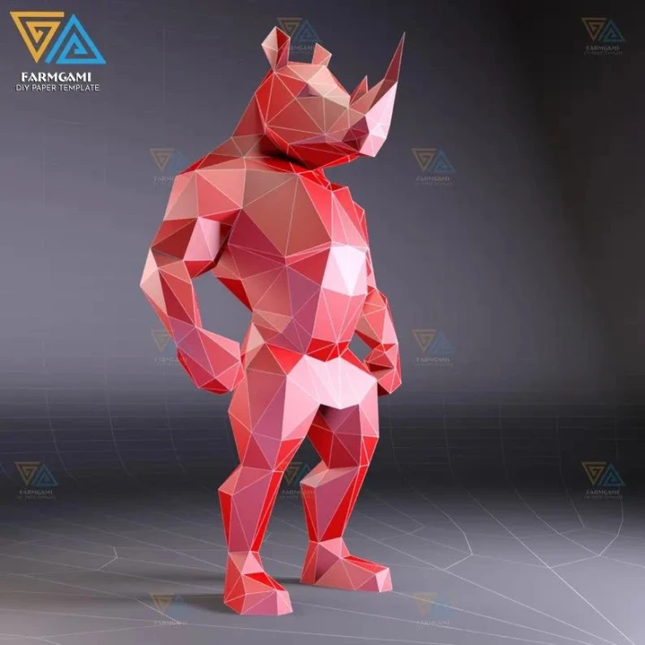 Rhino Warrior Paper Model template | Rhino paper Sculpture | Rhino Papercraft Kit DIY 3D Paper Crafts Rhino Warrior Paper Model template | Rhino paper Sculpture | Rhino Papercraft Kit DIY 3D Paper Crafts