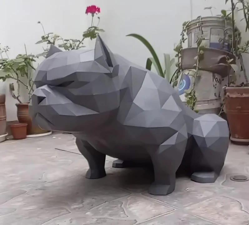 Exotic Bully Dog 3D Decor Low poly Papercraft, DIY, PDF