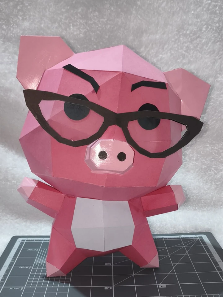Piggy 3D Decor Low poly Papercraft, DIY, PDF