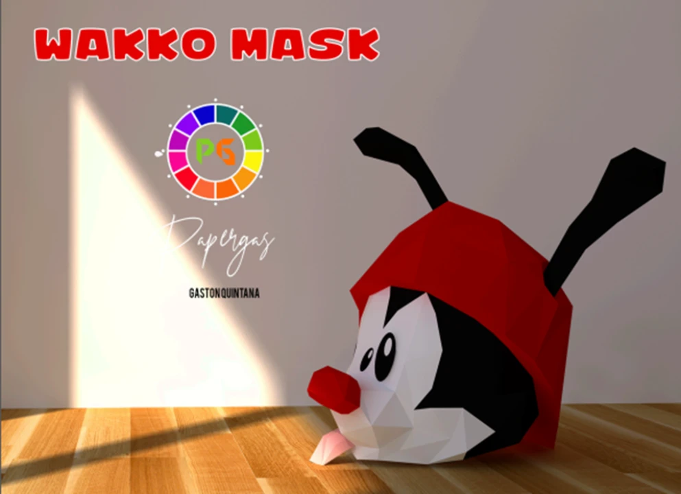 Wakko Warner Mask PDF Templates, DIY 3D Model, Papercraft, PDF, Low Poly, 3D model, Craft, Paper, Pepakura Wakko Warner Mask PDF Templates, DIY 3D Model, Papercraft, PDF, Low Poly, 3D model, Craft, Paper, Pepakura