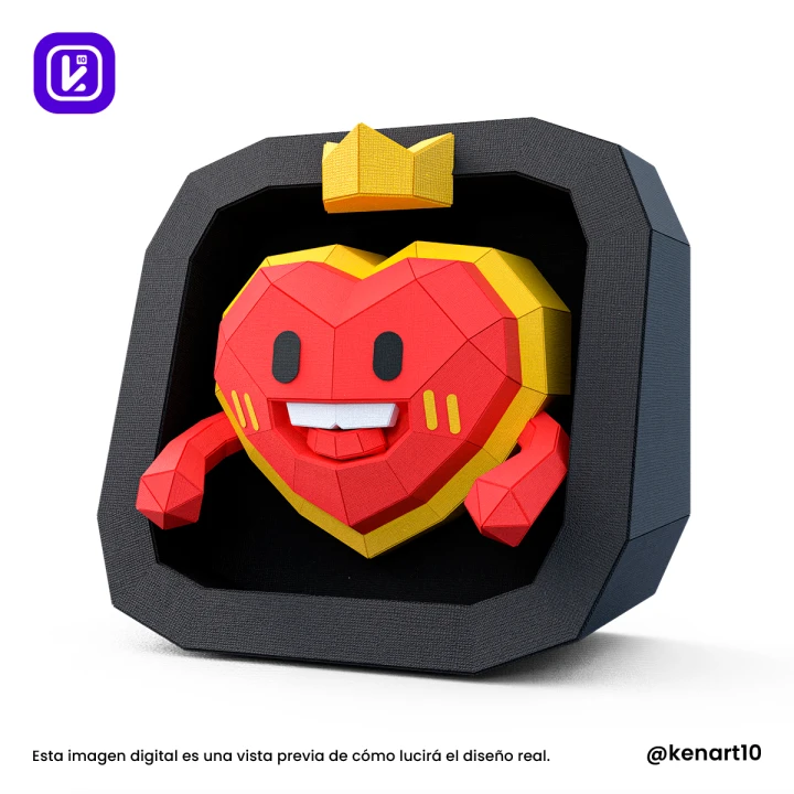 Love Button Kawaii, Tiktok Papercraft Low Poly 3d DIY Kenart10