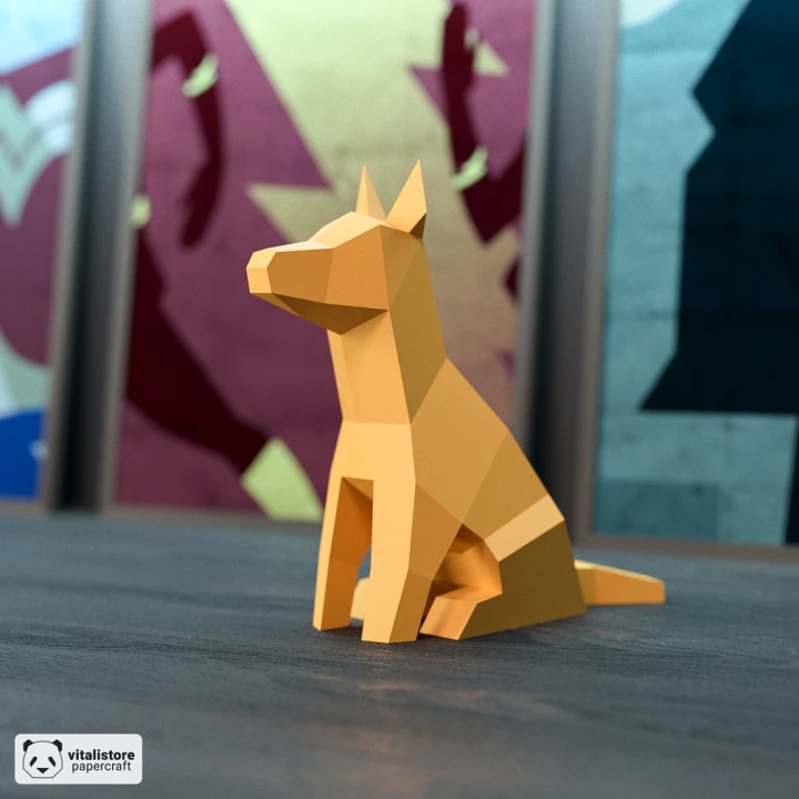 Dog Papercraft, 3D Paper Sculpture, Low Poly Papercraft