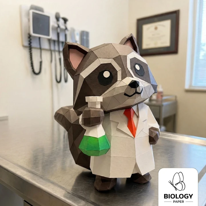 Raccoon Science Low Poly Papercraft Template Pepakura PDF DIY Handmade